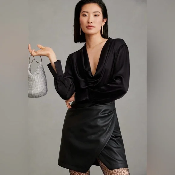Anthropologie | Dresses | Anthropologie Maeve Plunge Faux Leather Dress  Size 2 | Poshmark